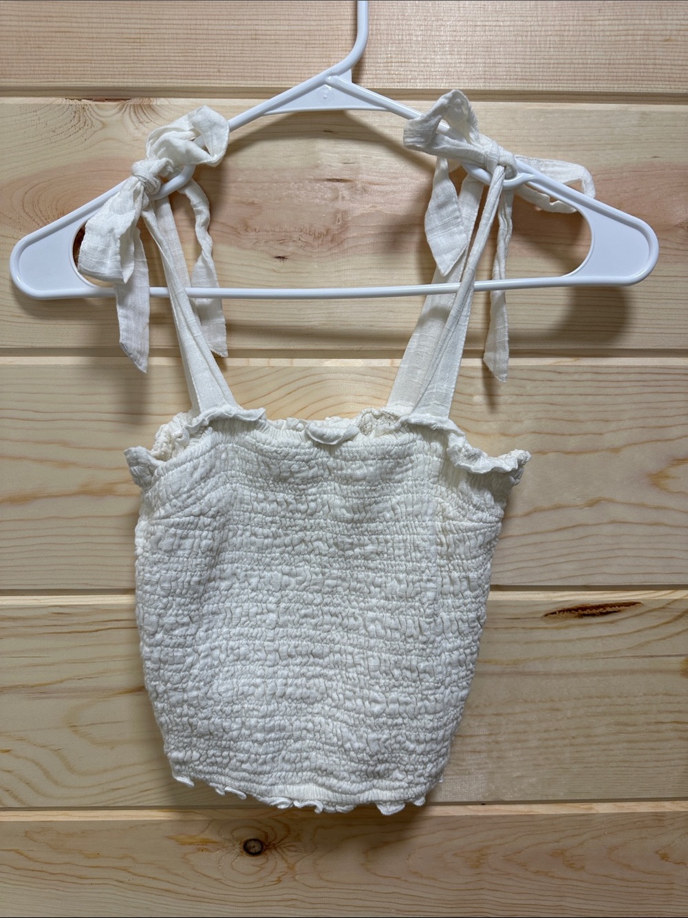 Tie-Shoulder Smocked Crop Top